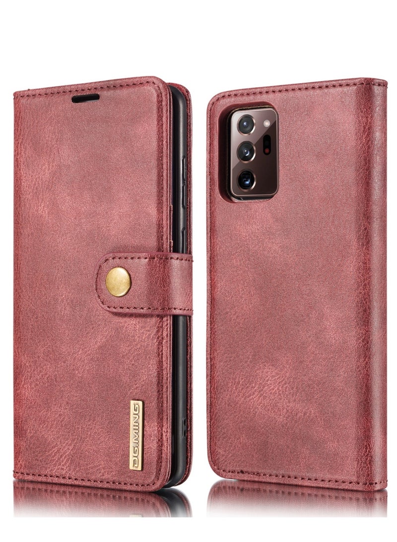 DGMING CaseMe Samsung Galaxy Note 20 Ultra 5G DG.MING Crazy Horse Texture Detachable Magnetic Leather Case - Red - Image 1