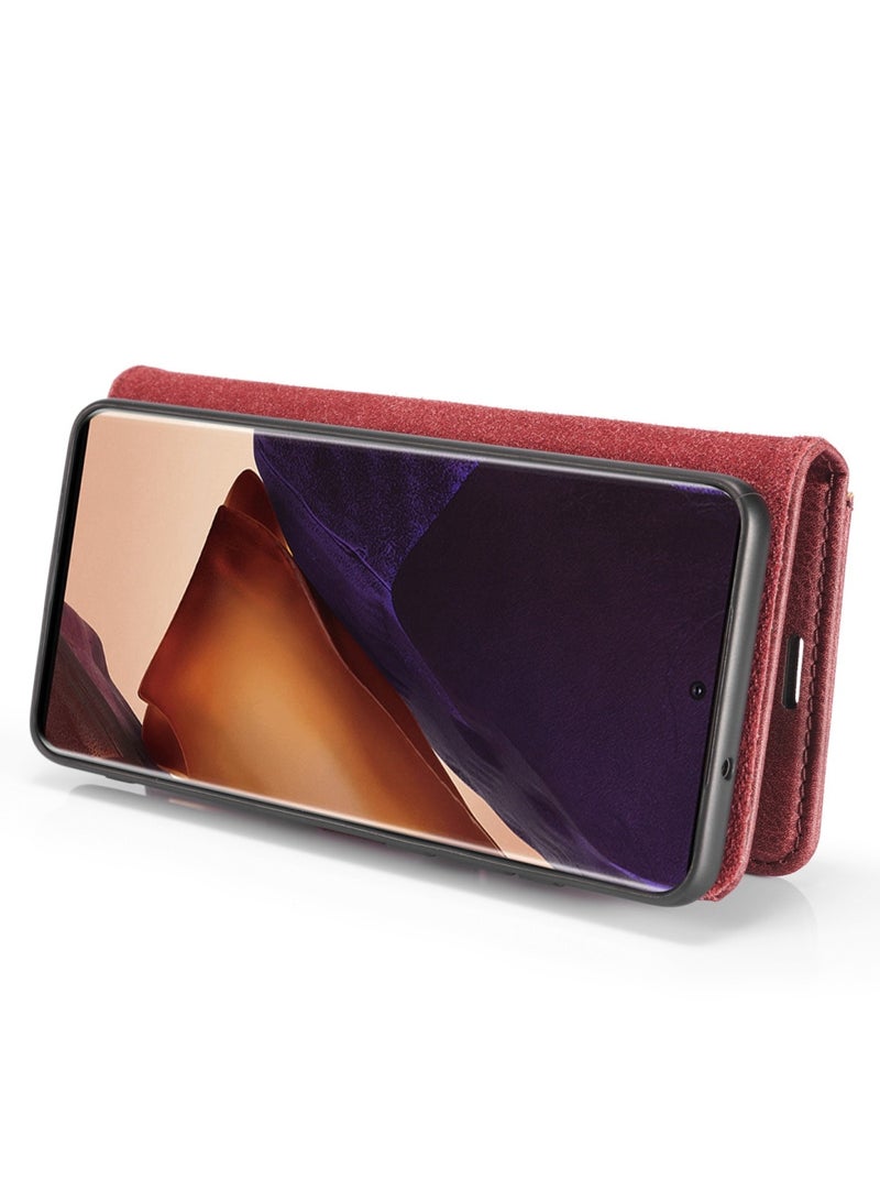 DGMING CaseMe Samsung Galaxy Note 20 Ultra 5G DG.MING Crazy Horse Texture Detachable Magnetic Leather Case - Red - Image 5