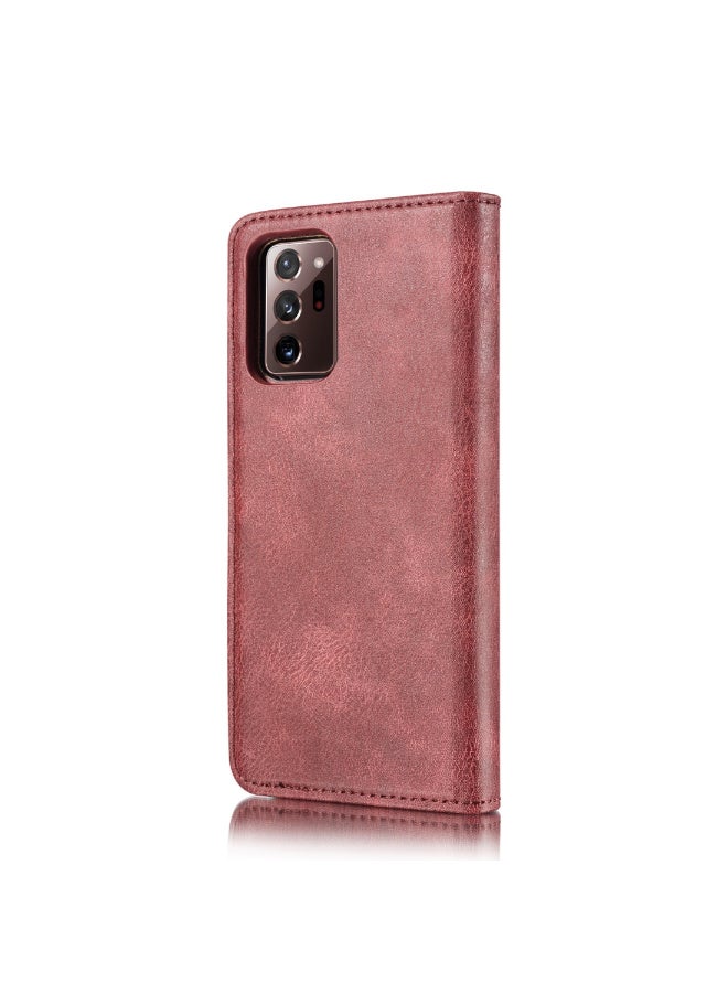 DGMING CaseMe Samsung Galaxy Note 20 Ultra 5G DG.MING Crazy Horse Texture Detachable Magnetic Leather Case - Red - Image 3