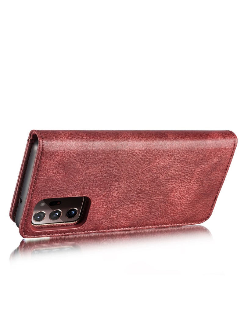 DGMING CaseMe Samsung Galaxy Note 20 Ultra 5G DG.MING Crazy Horse Texture Detachable Magnetic Leather Case - Red - Image 4