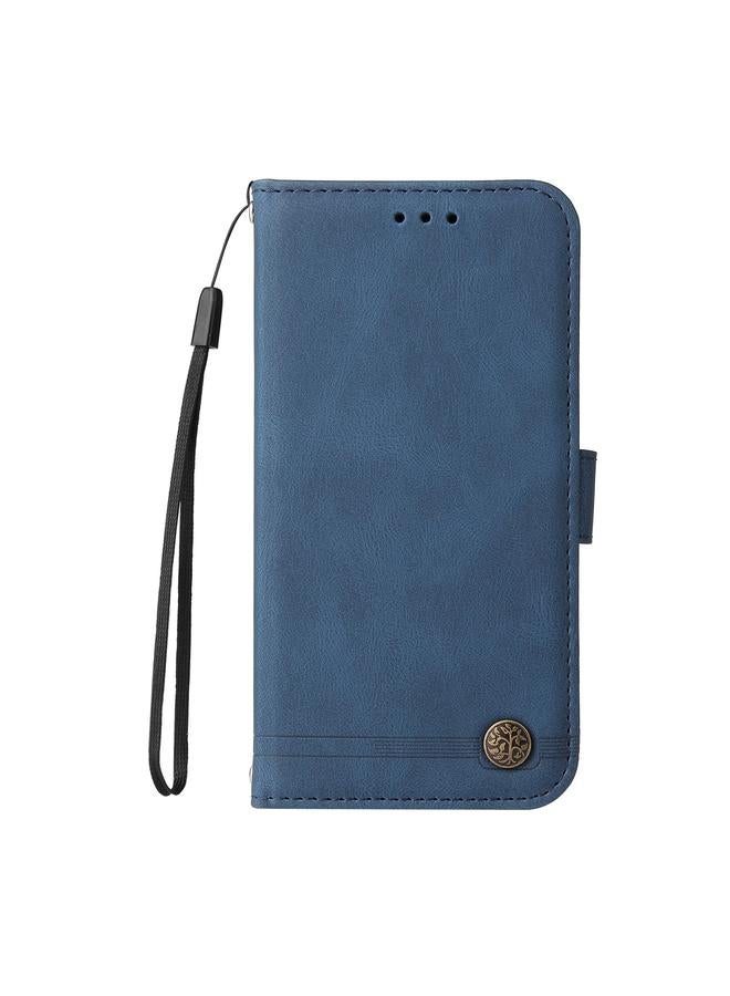S-TOP Case For iPhone 13 mini Skin Feel Life Tree Metal Button Horizontal Flip Leather Case with Holder & Card Slot & Wallet & Photo Frame & Strap - Image 2