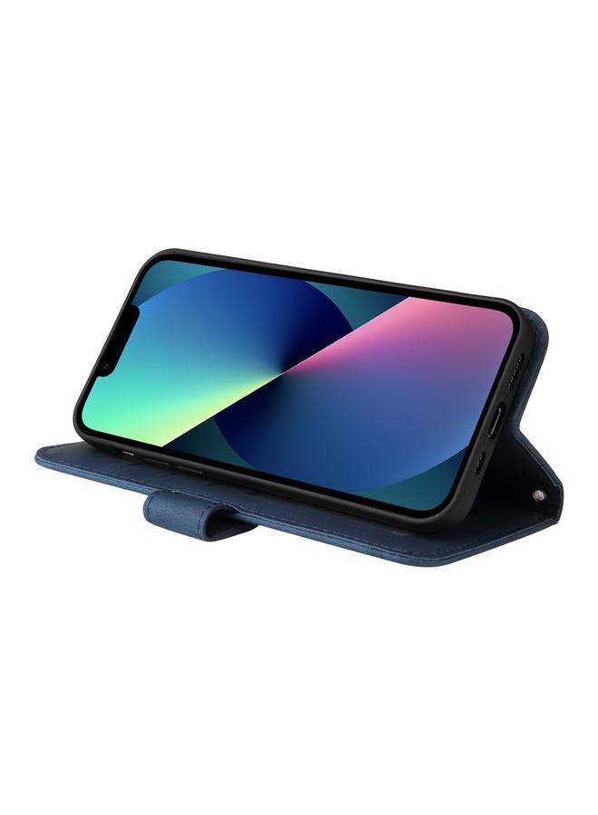 S-TOP Case For iPhone 13 mini Skin Feel Life Tree Metal Button Horizontal Flip Leather Case with Holder & Card Slot & Wallet & Photo Frame & Strap - Image 5