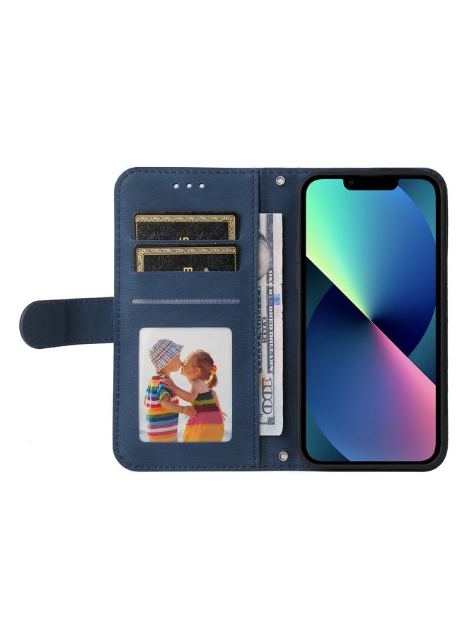 S-TOP Case For iPhone 13 mini Skin Feel Life Tree Metal Button Horizontal Flip Leather Case with Holder & Card Slot & Wallet & Photo Frame & Strap - Image 4