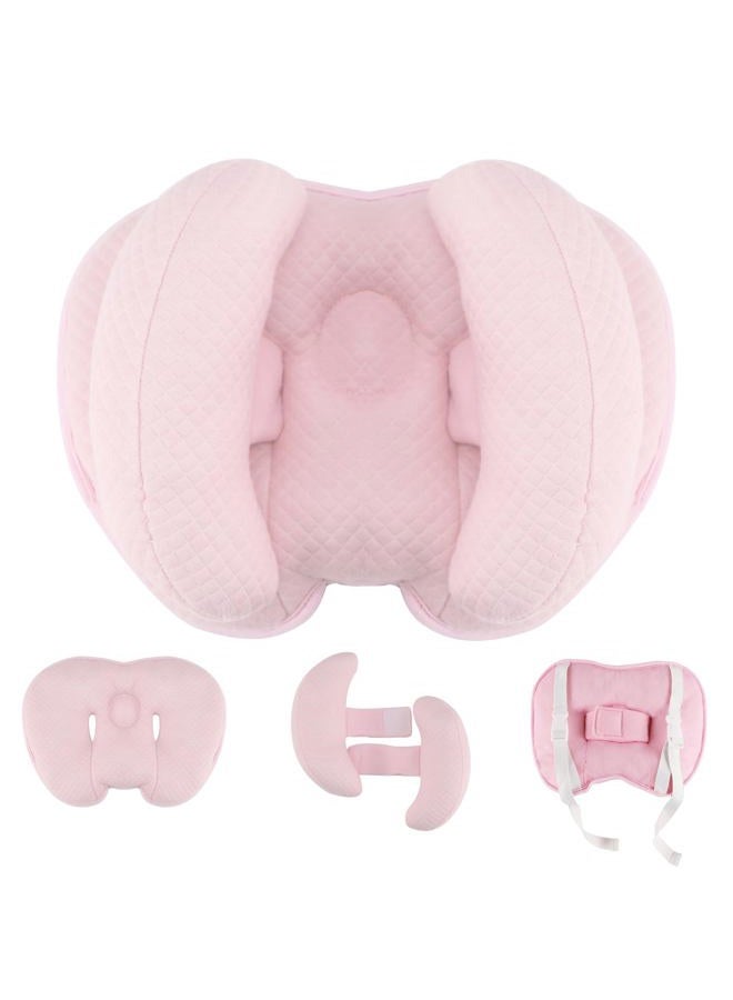 Blublu Park Upgraded 2 in 1 Baby Travel Pillow, Adjustable Banana Shape Baby Neck Head Support Piloow Stroller Insert Cushion for Kids, Toddler, Pink - Image 1