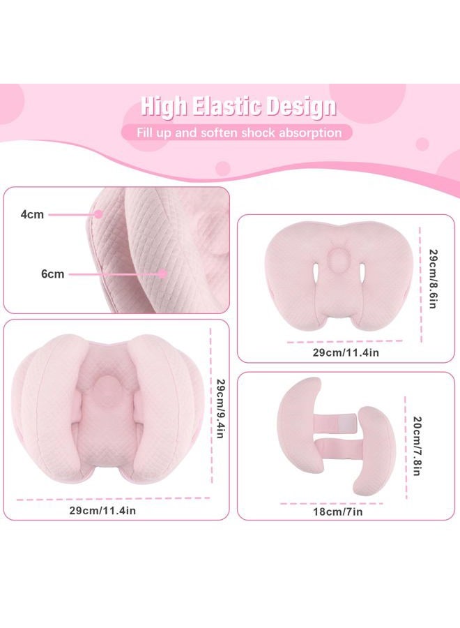Blublu Park Upgraded 2 in 1 Baby Travel Pillow, Adjustable Banana Shape Baby Neck Head Support Piloow Stroller Insert Cushion for Kids, Toddler, Pink - Image 3