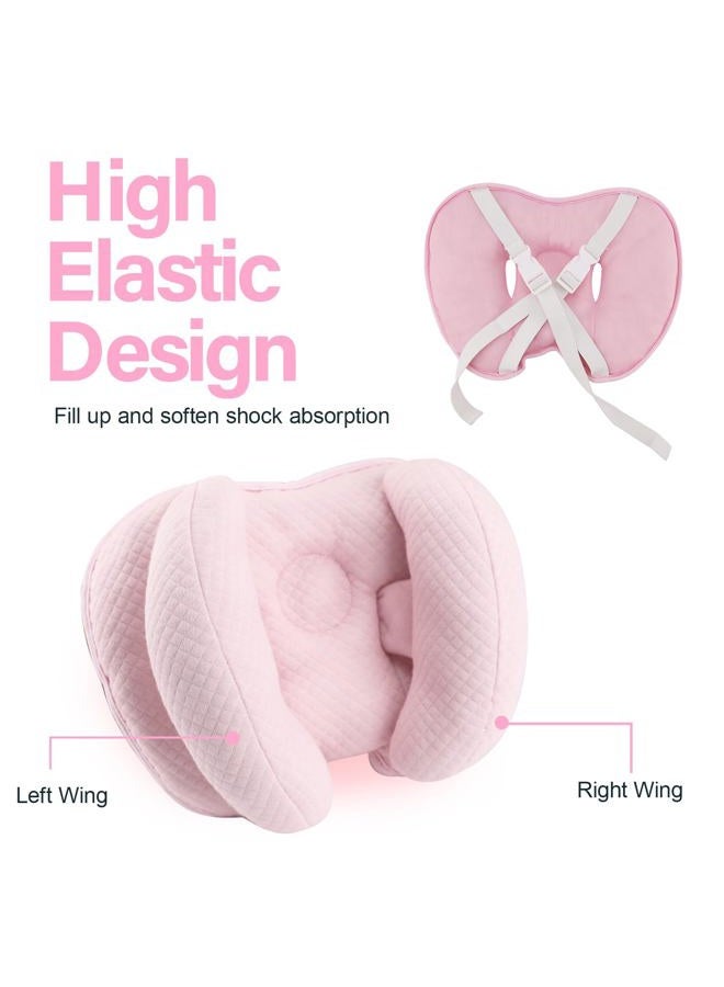 Blublu Park Upgraded 2 in 1 Baby Travel Pillow, Adjustable Banana Shape Baby Neck Head Support Piloow Stroller Insert Cushion for Kids, Toddler, Pink - Image 5