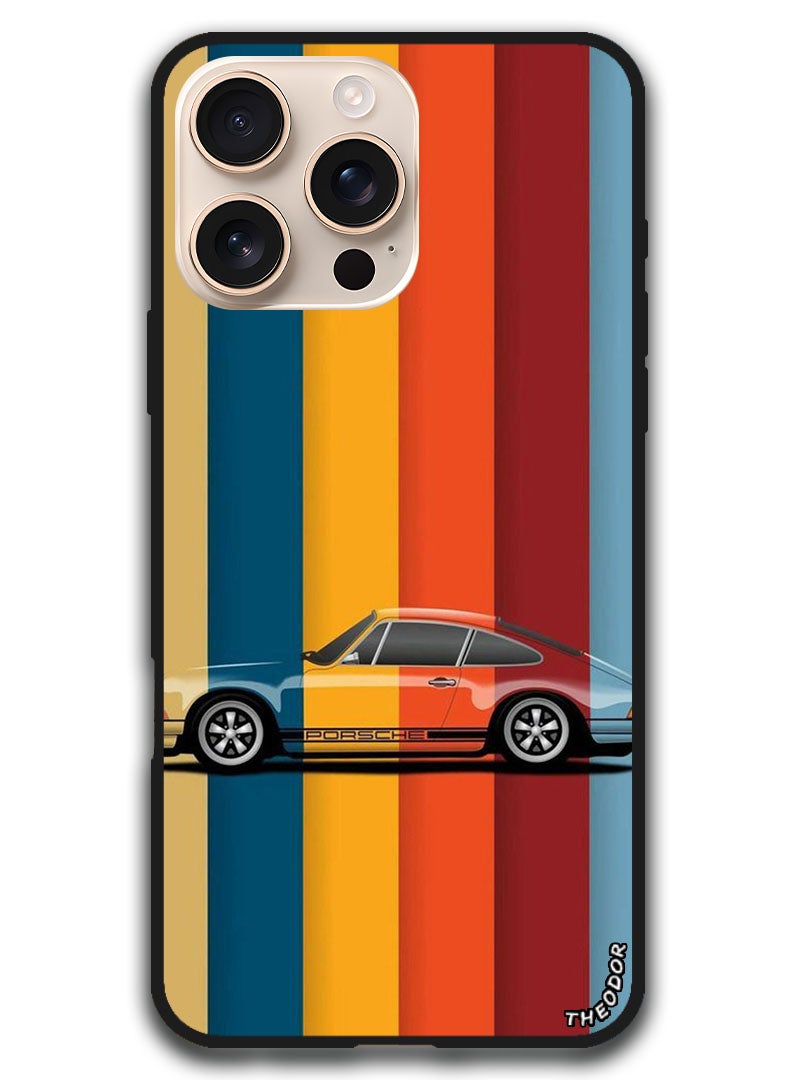 Theodor Protective Case Anti Scratch Shock Proof Bumper Cover For iPhone 16 Pro (6.3)-inch Vintage Porche - Image 1