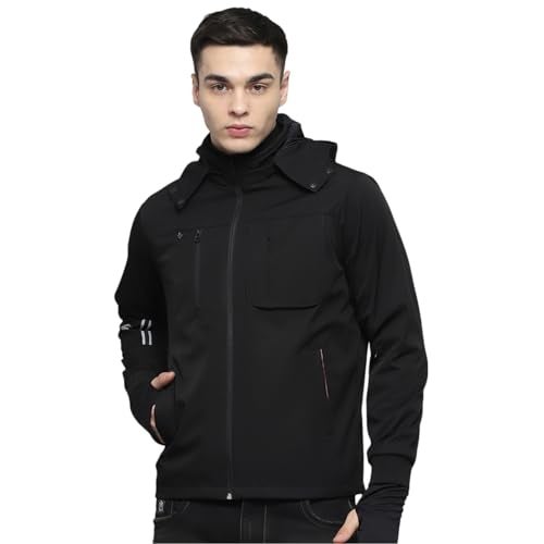 Monte Carlo Mens Solid Black Detachable Hood Full Sleeve Jacket - Image 1
