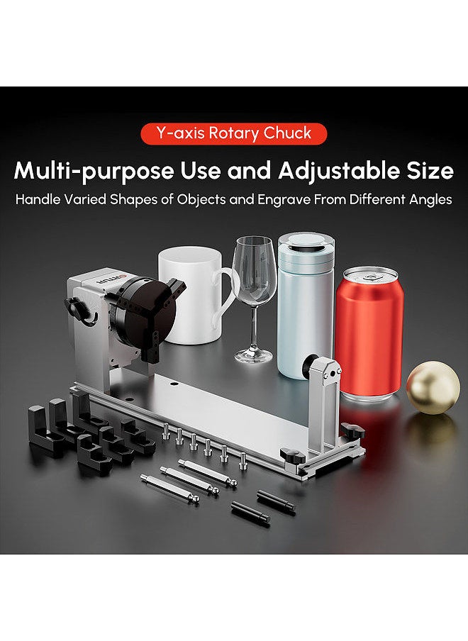 Generic YRC1.0 Rotating Roller with 180° Horizontal Flip Angle and 360°Rotating Engraving with 3 Jaws Fits Different Sizes of Objects Rings Mug Cup Wine Glass Cup Ball  - Image 4