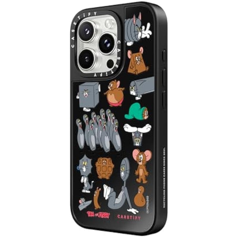 Casetify Mirror Case for iPhone 16 Pro Max 【Tom and Jerry Colab/Reflective / 4.9ft Drop Protection/Compatible with Magsafe】 - Pattern Sticker - Black on Black - Image 4