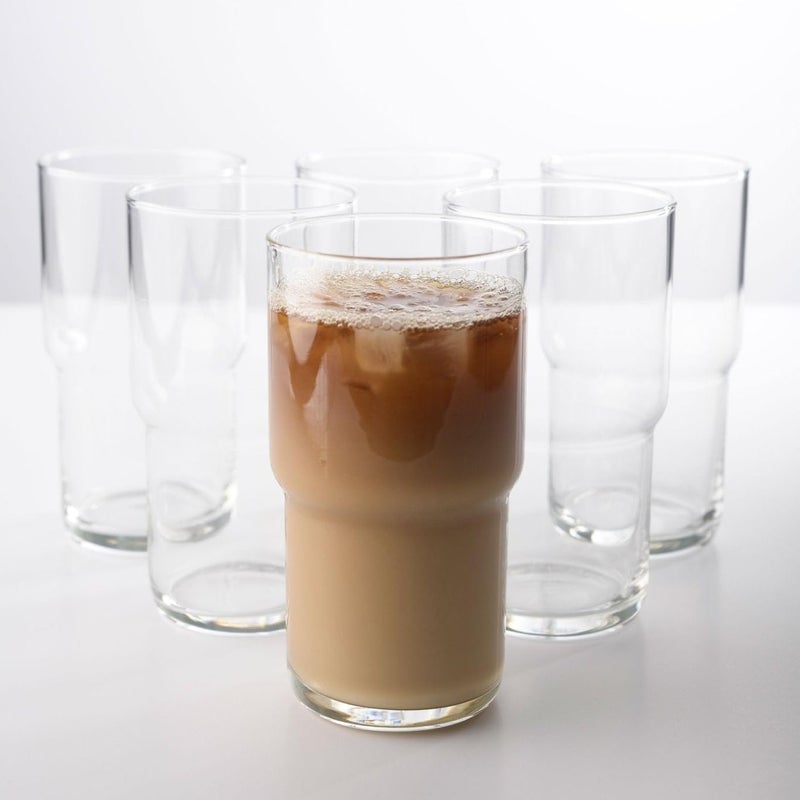 LEMONSODA Stackable Iced Coffee Glasses Set of 6, 48-15 and 21oz Drinking Glasses for Lattes, Tea, Coffee, and Water (21oz, Set of 6) - Image 2