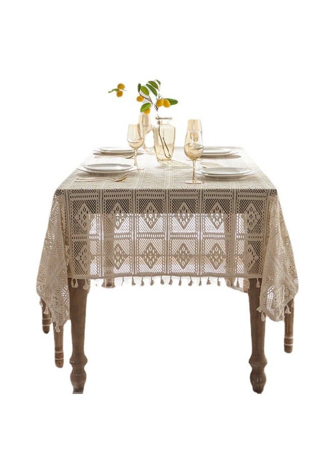 مفرش طاولة دانتيل، غطاء طاولة قابل للغسل لتناول الطعام، مقاوم للغبار والتجاعيد، مناسب للمطاعم والمطابخ المنزلية والحفلات والنزهات الداخلية والخارجية، مقاس 140×200 سم - Image 2