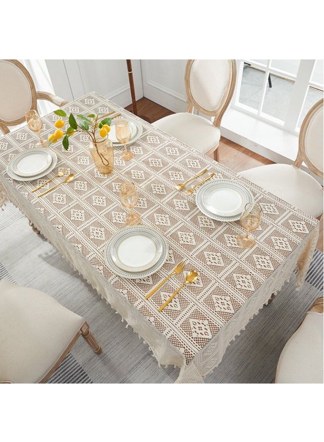 مفرش طاولة دانتيل، غطاء طاولة قابل للغسل لتناول الطعام، مقاوم للغبار والتجاعيد، مناسب للمطاعم والمطابخ المنزلية والحفلات والنزهات الداخلية والخارجية، مقاس 140×200 سم - Image 4