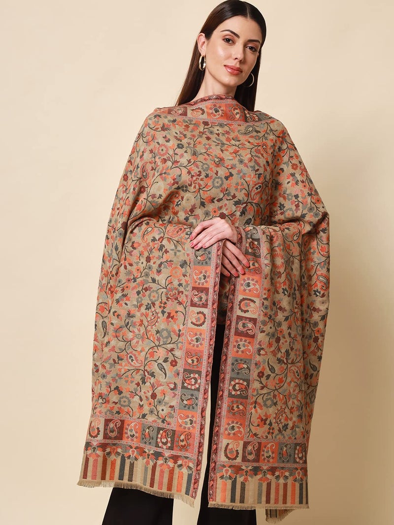 Pashmoda - Women’s Kaani Wool Blend Shawl, Wrap (Light Pashmina Colour) - Image 2