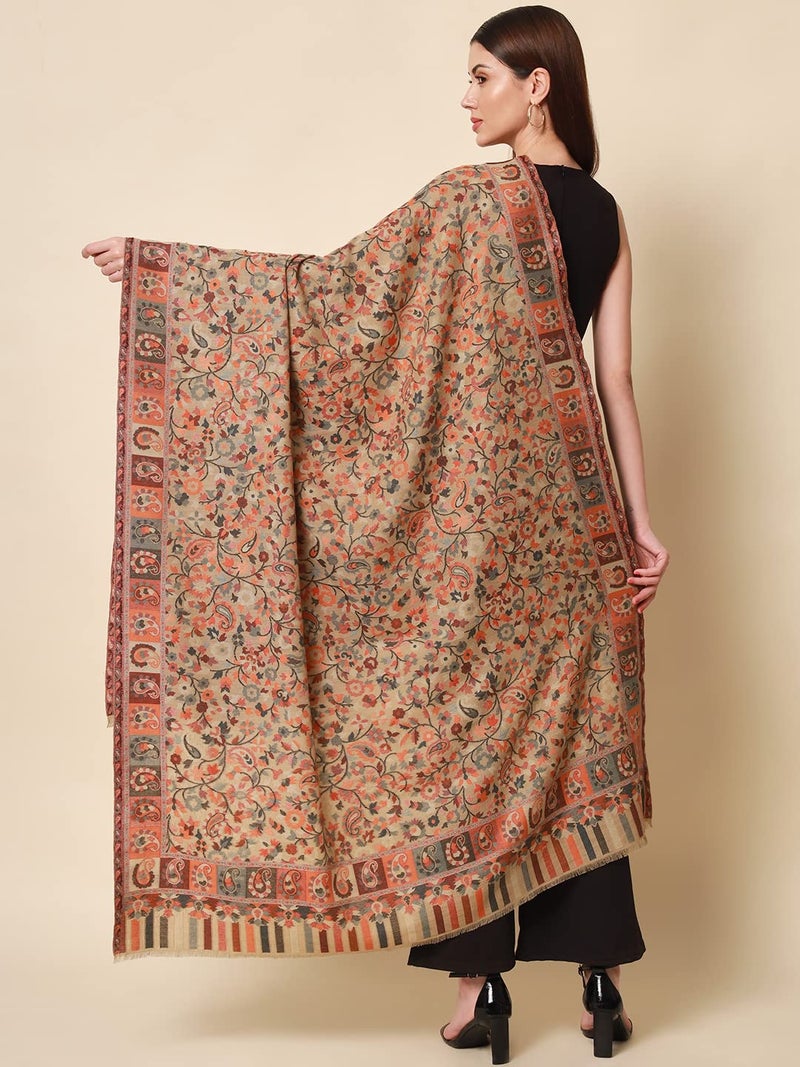 Pashmoda - Women’s Kaani Wool Blend Shawl, Wrap (Light Pashmina Colour) - Image 5