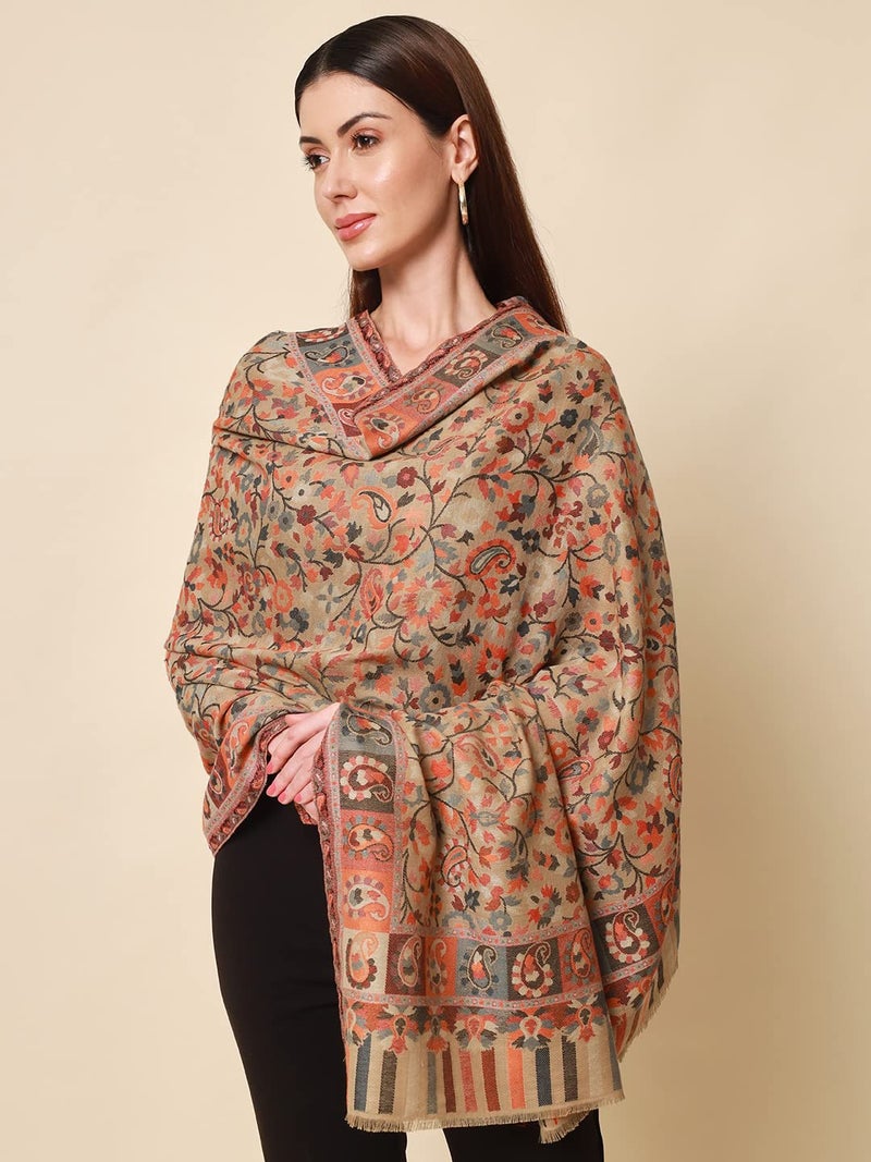 Pashmoda - Women’s Kaani Wool Blend Shawl, Wrap (Light Pashmina Colour) - Image 3