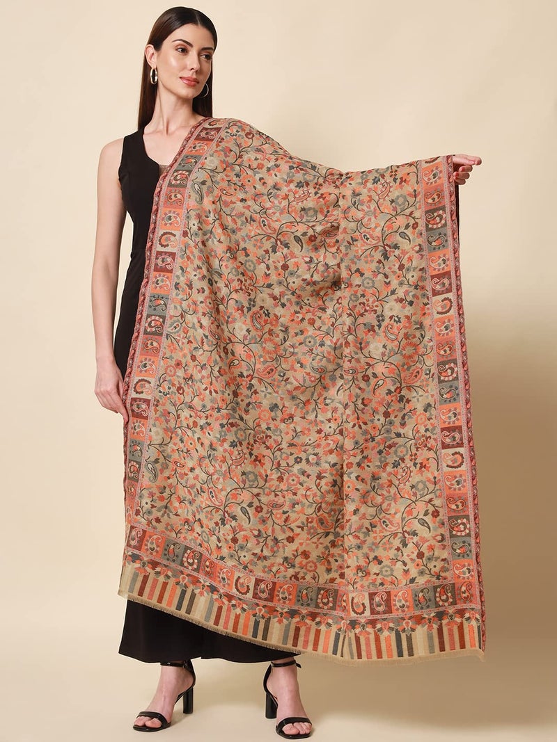 Pashmoda - Women’s Kaani Wool Blend Shawl, Wrap (Light Pashmina Colour) - Image 4