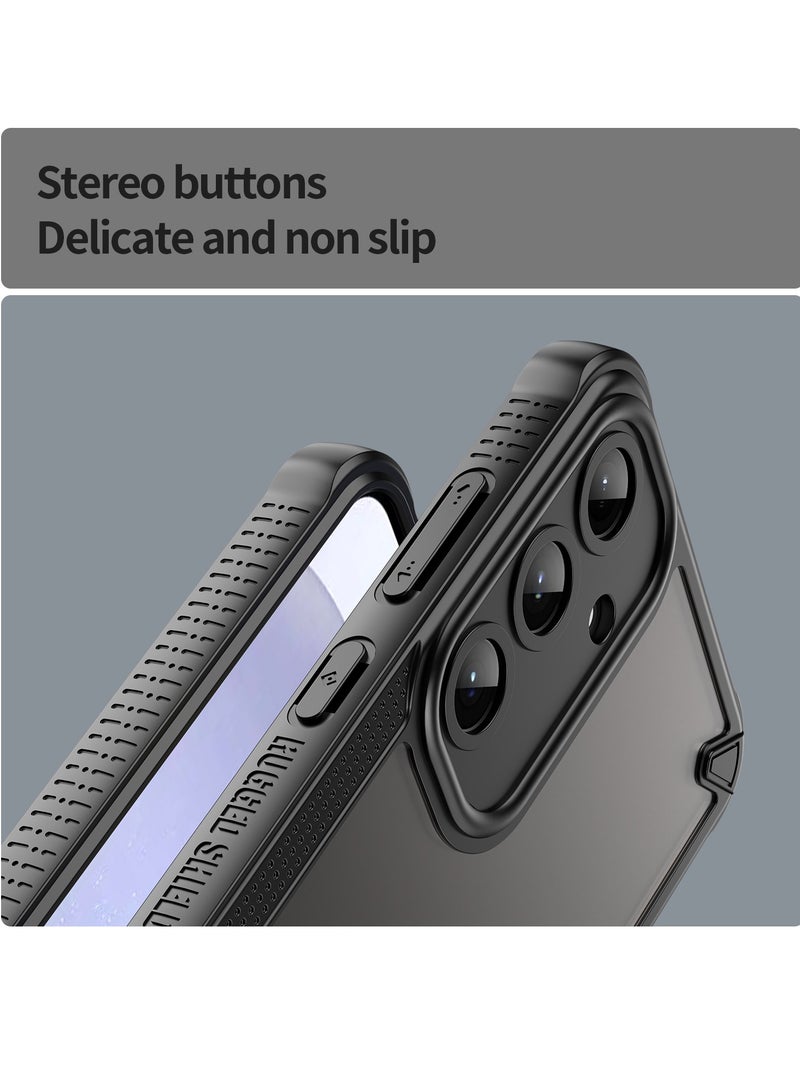 for Samsung Galaxy S25 Plus / S25+ Case Cover, Armor of Brushed Comfortable Oil Waterproof TPU+PC Soft Semi-translucentmatte Feel Cell Phone Protective Case for Samsung Galaxy S25 Plus / S25+, Black  - Image 4