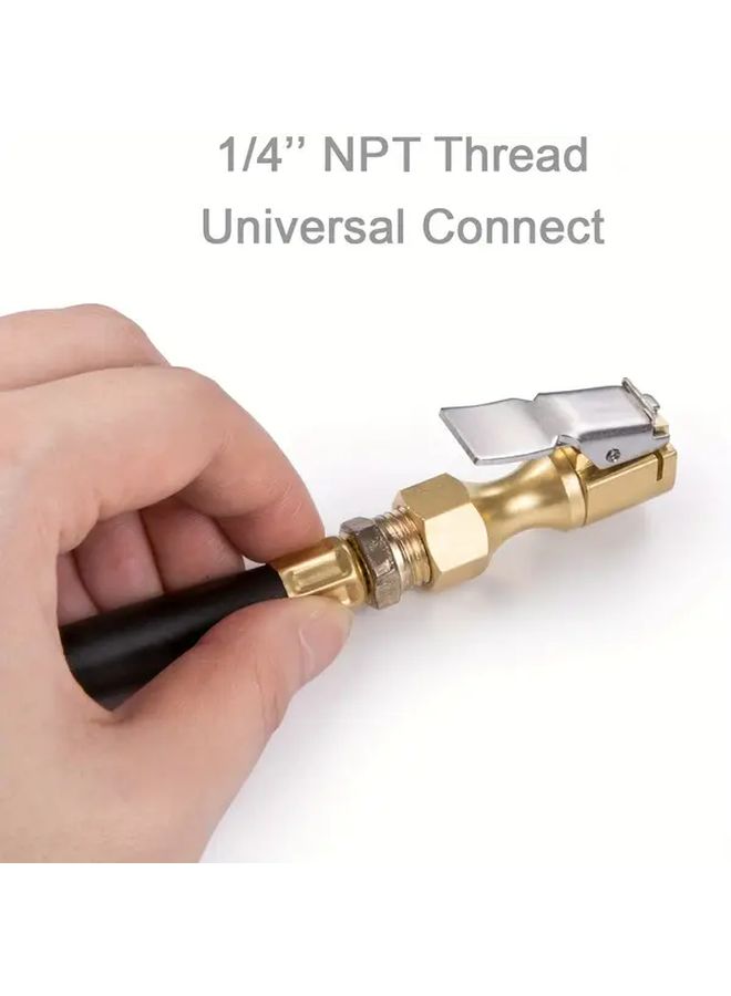 Heavy Duty Tire Chuck With Locking Clip Open Flow Inflation Connector 1pc - Image 3