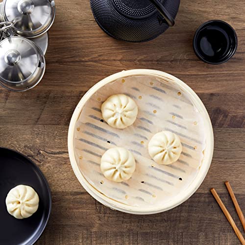 Juvale Disposable Air Fryer Liners - 10-Inch Round White 100-Pack - Perforated Parchment Paper Sheets for Dumplings, Buns & Dim Sum - Steamer Basket Liners & Air Fryer Accessories - Image 3