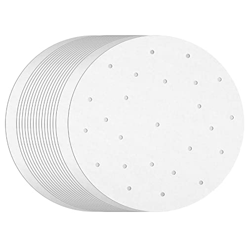 Juvale Disposable Air Fryer Liners - 10-Inch Round White 100-Pack - Perforated Parchment Paper Sheets for Dumplings, Buns & Dim Sum - Steamer Basket Liners & Air Fryer Accessories - Image 1