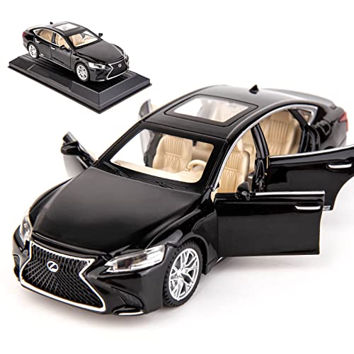 BDTCTK 132 Compatible for Lexus Ls500h Model Car Zinc Alloy Pull Back Toy car with Sound and Light for Kids Boy Girl GiftBlack - Image 1