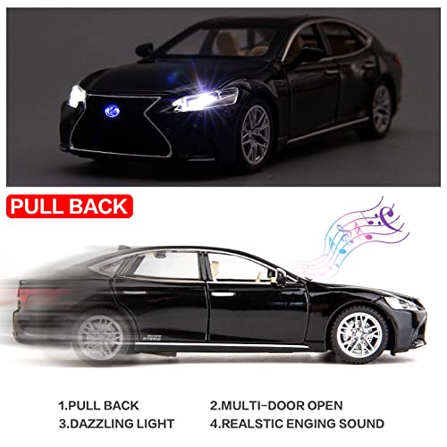 BDTCTK 132 Compatible for Lexus Ls500h Model Car Zinc Alloy Pull Back Toy car with Sound and Light for Kids Boy Girl GiftBlack - Image 5
