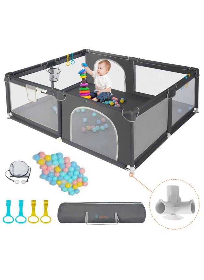 Apexll Extra-Large Baby Playpen (200×180cm) – Safe Toddler Activity Center with Door, Suction Cups & Breathable Mesh – Indoor Play Yard for Babies & Kids  - Image 1