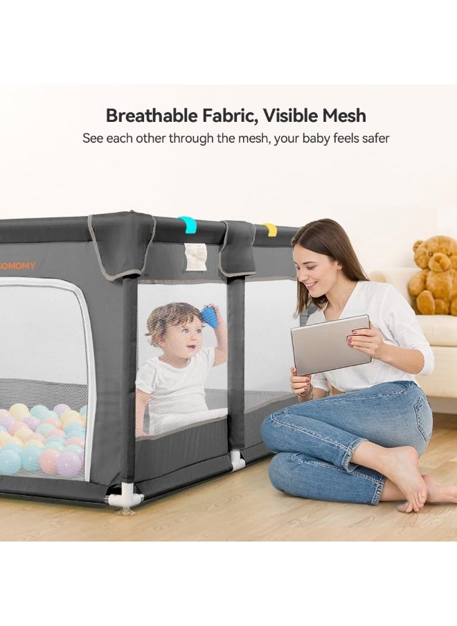 Apexll Extra-Large Baby Playpen (200×180cm) – Safe Toddler Activity Center with Door, Suction Cups & Breathable Mesh – Indoor Play Yard for Babies & Kids  - Image 4