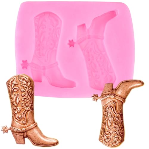 YIHUOMOLDS 3D Boot Silicone Molds Cowboy Boot Fondant Mold For DIY Cake Decorating Cupcake Topper Chocolate Candy Gum Paste Polymer Clay - Image 1