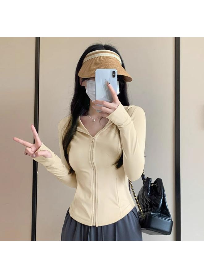 VUELO Ice Silk Slim-fit Sun Protection Clothing For Women Summer Pink Yoga Sportswear Waist-tight Top Coat New Coat - Image 5