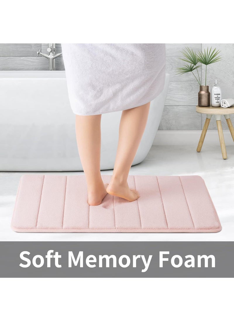 Bluejw - Bathroom Rug Ultra Soft Non Slip And Absorbent Bathroom Mat Coral Fleece Memory Foam Bath Mat For Bathroom Home 60x90cm - Image 1