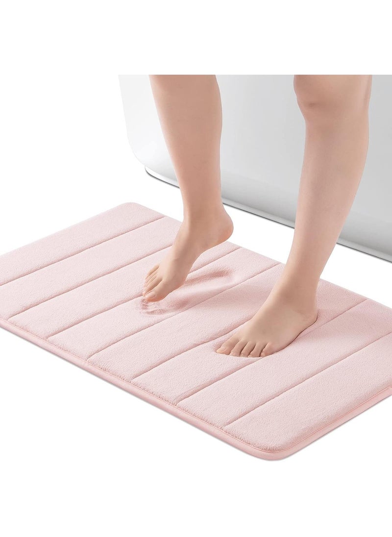 Bluejw - Bathroom Rug Ultra Soft Non Slip And Absorbent Bathroom Mat Coral Fleece Memory Foam Bath Mat For Bathroom Home 60x90cm - Image 1