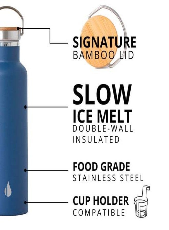 إليمنتال زجاجة مياه إليمينتال كلاسيك من الفولاذ المقاوم للصدأ - زجاجة مياه معزولة بجدار مزدوج مانعة للتسرب سعة 25 أونصة، مثالية للسفر، والنادي الرياضي، والرياضة، والترطيب - زجاجات مياه ترمس بغطاء من الخيزران - أزرق داكن - Image 4