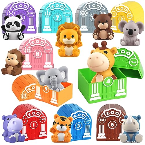 AuroTops Toddler Toy for 1 2 3+ Years Old, Learning Toy for Toddlers with 20PCS Safari Animal, Montessori Educational for Kids,10 Animals &10 Houses for Babies Boys Girls Easter Christmas Birthday Gift - Image 1