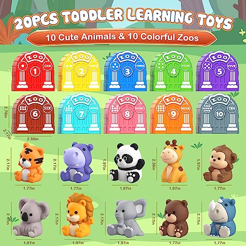 AuroTops Toddler Toy for 1 2 3+ Years Old, Learning Toy for Toddlers with 20PCS Safari Animal, Montessori Educational for Kids,10 Animals &10 Houses for Babies Boys Girls Easter Christmas Birthday Gift - Image 3