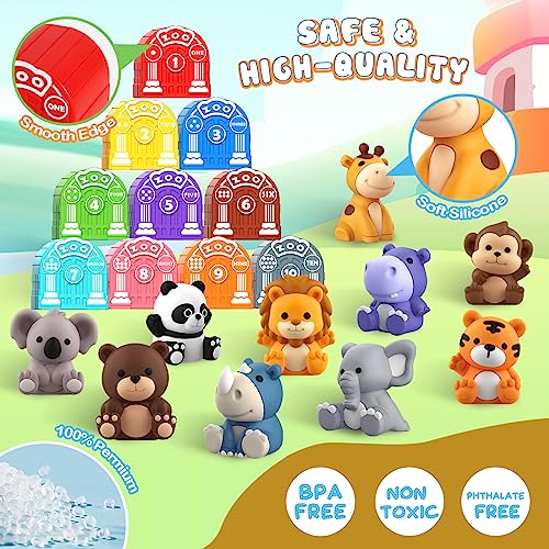 AuroTops Toddler Toy for 1 2 3+ Years Old, Learning Toy for Toddlers with 20PCS Safari Animal, Montessori Educational for Kids,10 Animals &10 Houses for Babies Boys Girls Easter Christmas Birthday Gift - Image 4