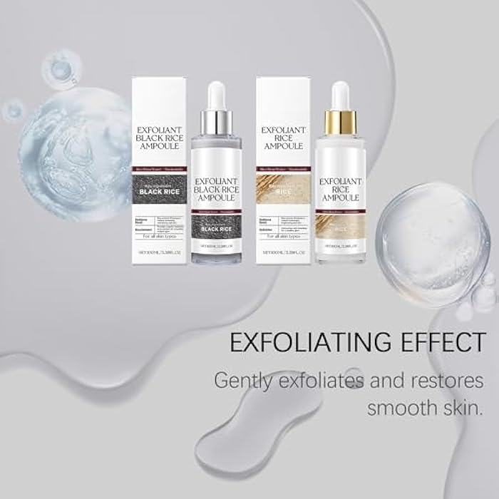 OUKPANE 2 Pcs Black and White Rice Exfoliant Ampoule, Rice Ampoule Duo Exfoliating Solution,Soft Exfoliating Face and Body Scrub Dead Skin Cells Remover for All Skin Types. (Black and White) - Image 3