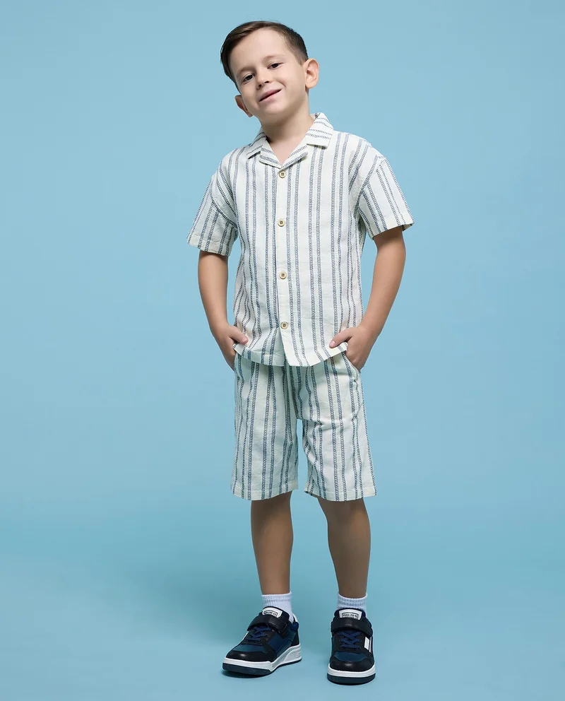 أر أند بي Striped Shirt and Shorts Set