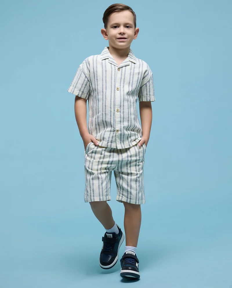 أر أند بي Striped Shirt and Shorts Set