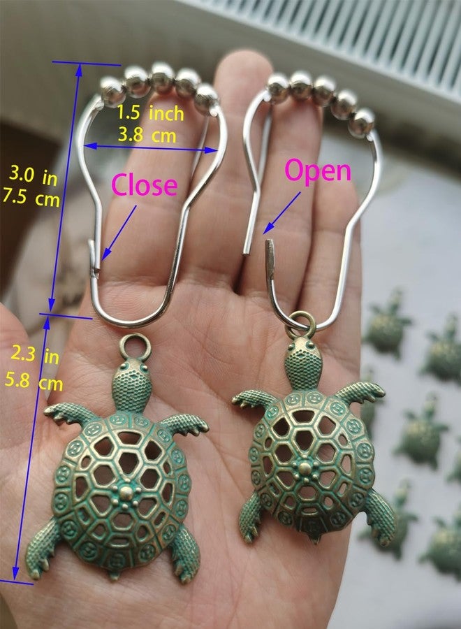 Aimoye Green Sea Turtle Shower Curtain Hooks, Silver Shower Curtain Rings Beach Shower Hooks for Shower Curtain Liner Tropical Ocean Shower Curtain Hangers, Decorative Bathroom Decor Accessory - Image 4