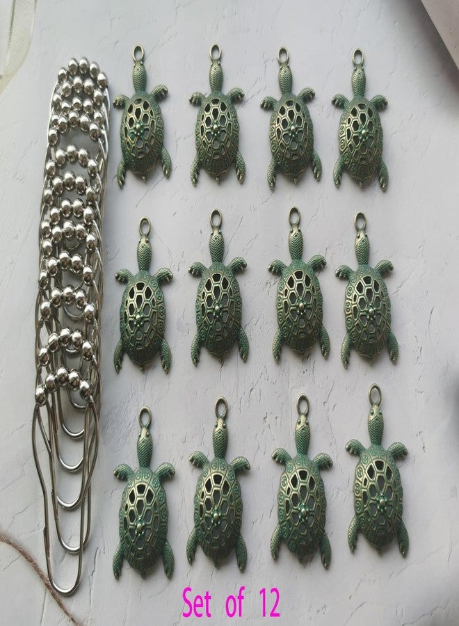 Aimoye Green Sea Turtle Shower Curtain Hooks, Silver Shower Curtain Rings Beach Shower Hooks for Shower Curtain Liner Tropical Ocean Shower Curtain Hangers, Decorative Bathroom Decor Accessory - Image 5