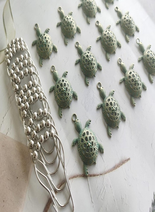 Aimoye Green Sea Turtle Shower Curtain Hooks, Silver Shower Curtain Rings Beach Shower Hooks for Shower Curtain Liner Tropical Ocean Shower Curtain Hangers, Decorative Bathroom Decor Accessory - Image 3