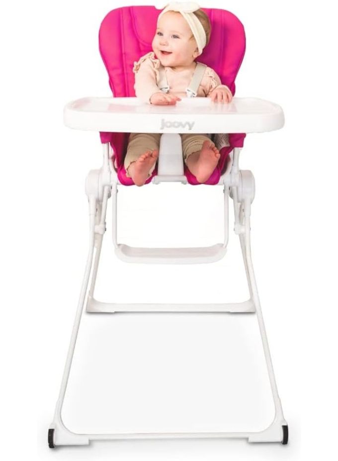 Joovy Nook Nb High Chair, Reclinable Seat, Compact Fold, Swing Open Tray, Pinkcrush (2206) - Image 1