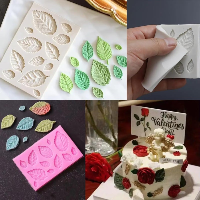 Skytail 3 Pack Sunflower Rose Flower Leaf Fondant Silicone Moulds for Chocolate Candy Cake Decoration Cupcake Topper Gummy Jelly Ice Cube Sugarpaste Clay Soap Candle Wax Resin Crafting Jewelry Molds - Image 4