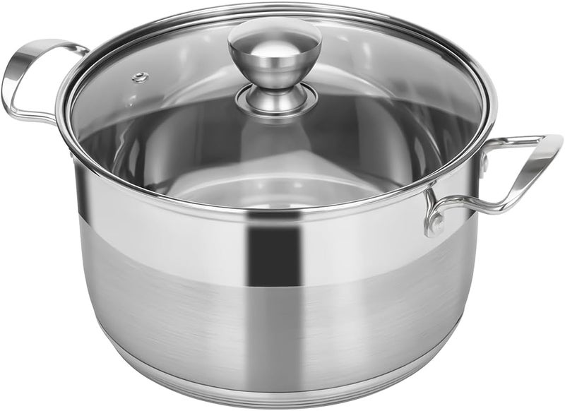 Ohtomber 5 Quart Dutch Pot - Stainless Steel Stock Cooking Induction Pot with Lid for Pasta, Soup, Spaghetti, Nonstick Thick Base Stockpot, Kitchen Cookware for Stew, Simmer, Boiling - Image 1