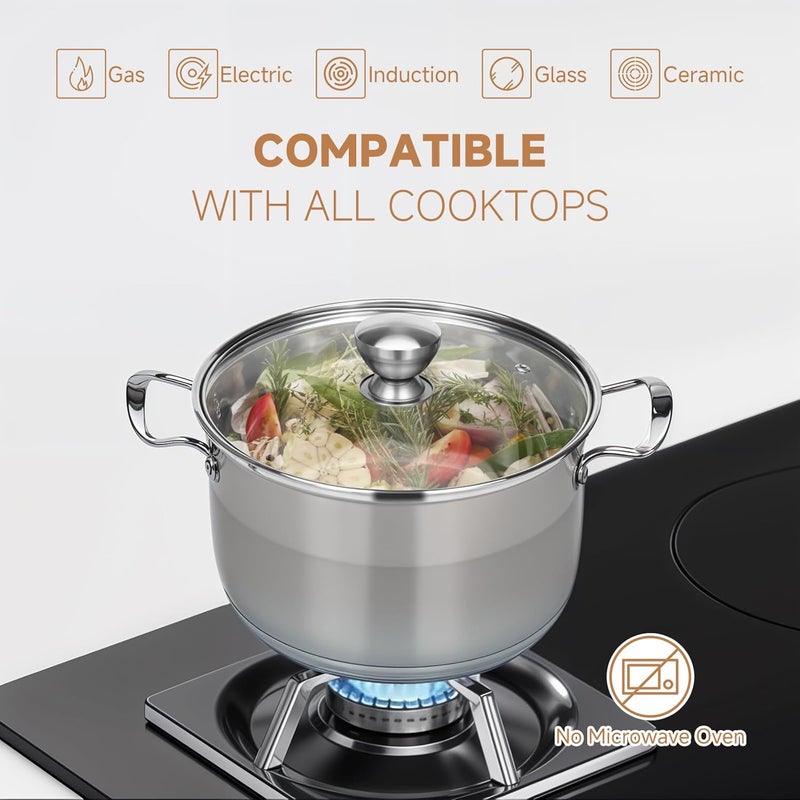 Ohtomber 5 Quart Dutch Pot - Stainless Steel Stock Cooking Induction Pot with Lid for Pasta, Soup, Spaghetti, Nonstick Thick Base Stockpot, Kitchen Cookware for Stew, Simmer, Boiling - Image 5