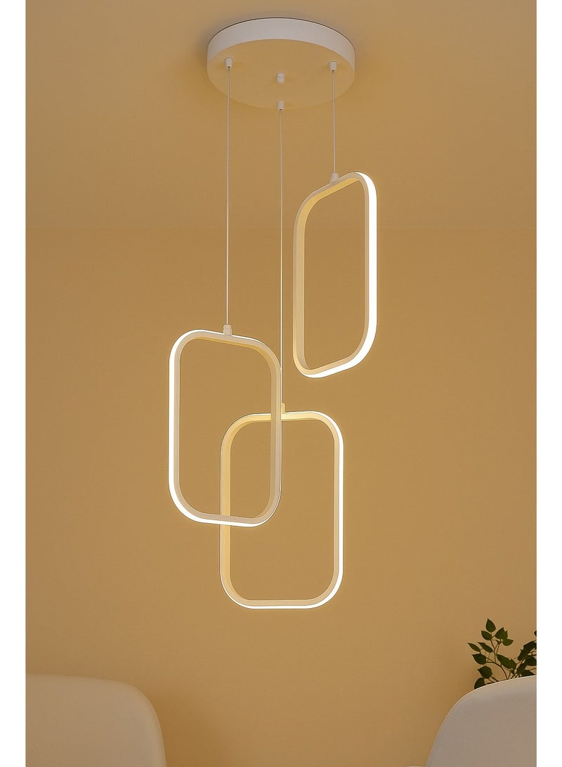 Modern pendant - LED lighting - rectangular - white - 4483