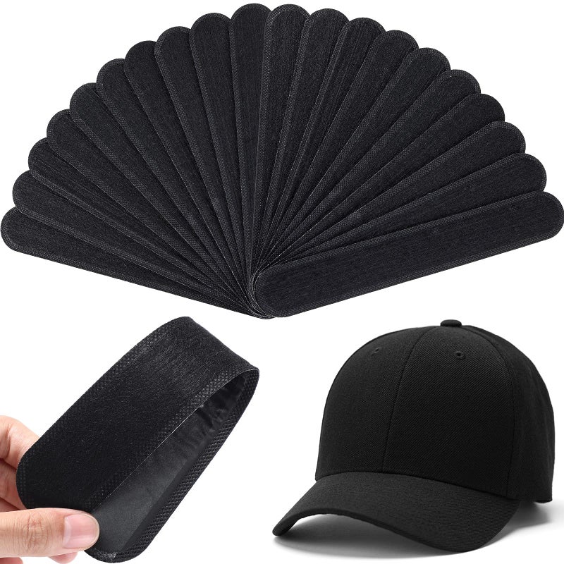 Gejoy Hat Sweat Liner Sweat Protector Disposable Cap Sweatband Shields Absorbing Pad for Women Men Golf Baseball Cap Hard Hat(Black,50 Pieces) - Image 1