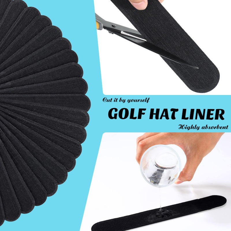 Gejoy Hat Sweat Liner Sweat Protector Disposable Cap Sweatband Shields Absorbing Pad for Women Men Golf Baseball Cap Hard Hat(Black,50 Pieces) - Image 3